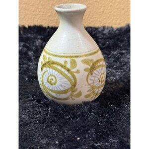 Vintage Japanese Ceramic Vase With Floral Swirl Design Small Bud Vase Hand-Paint
